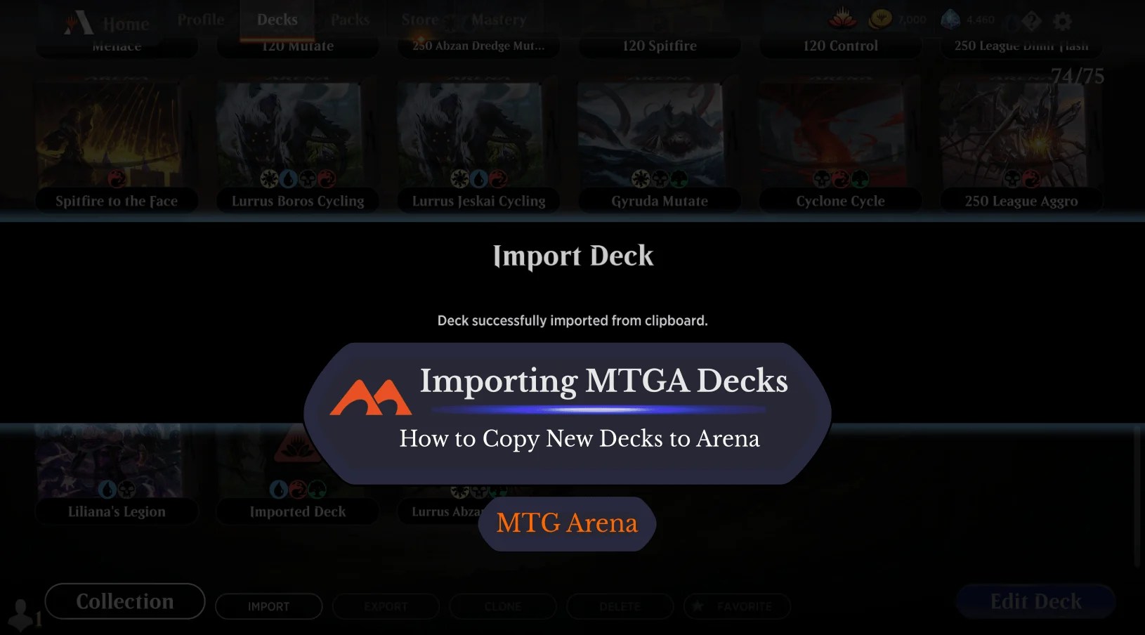 How to Import and Copy Decks into MTG Arena Draftsim