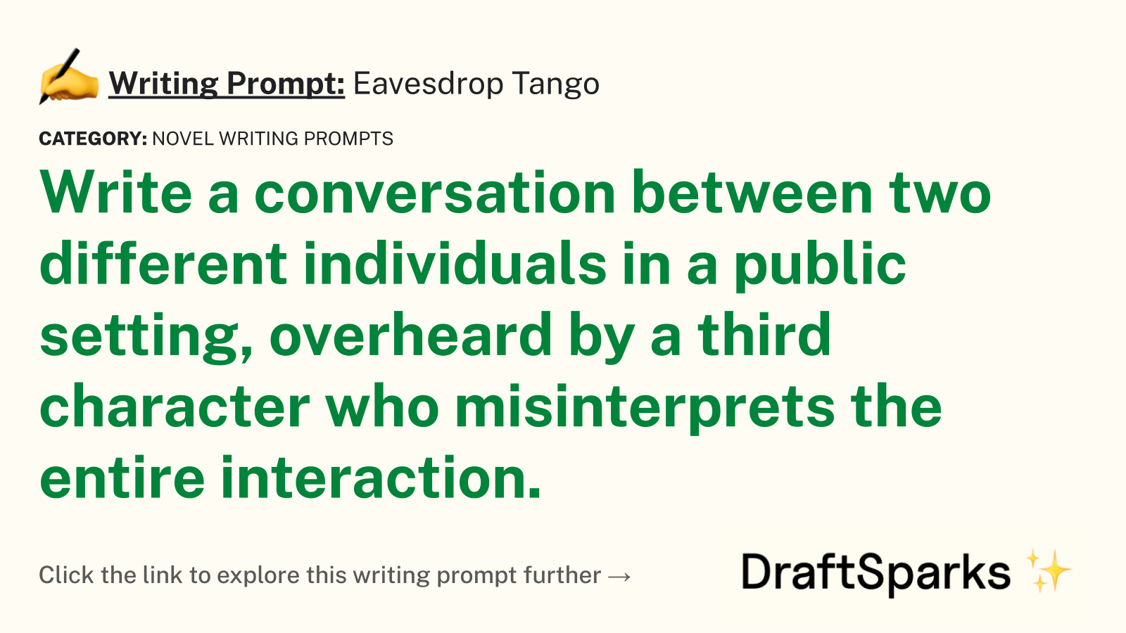 Writing Prompt Eavesdrop Tango • DraftSparks