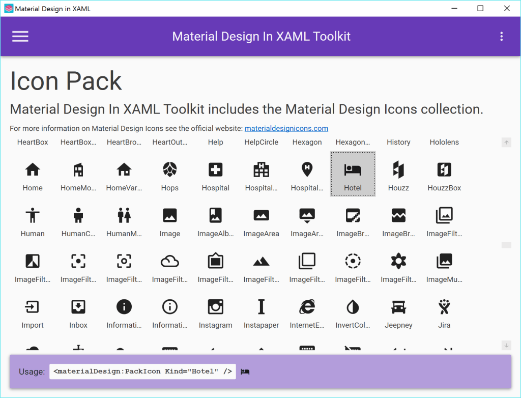 Icon Pack Material Design In XAML 1.4