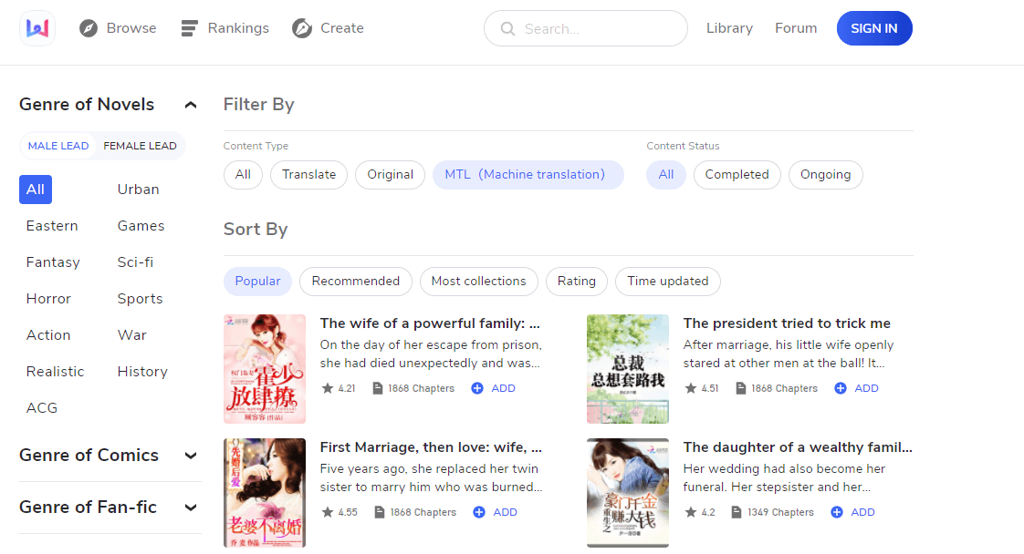 Another 6 Machine Translation Novel Sites —