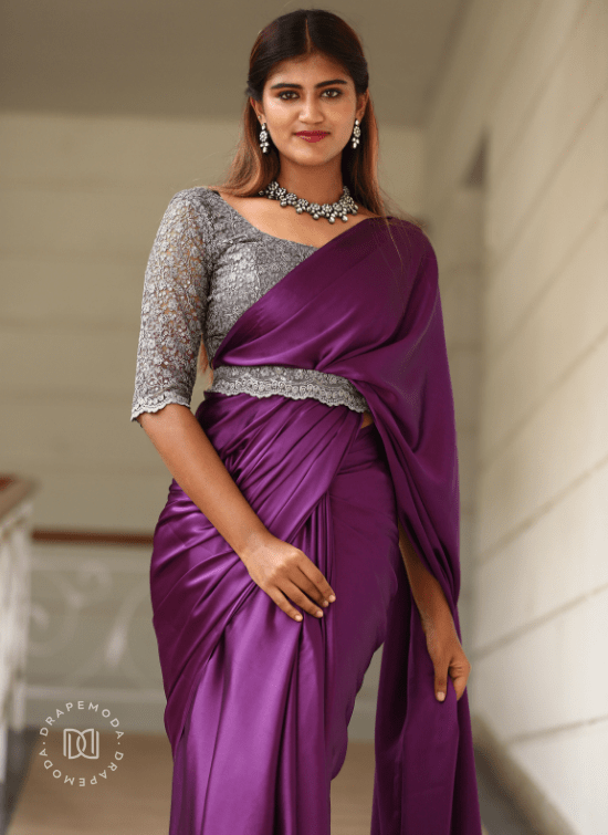 Purple Satin Saree ubicaciondepersonas.cdmx.gob.mx