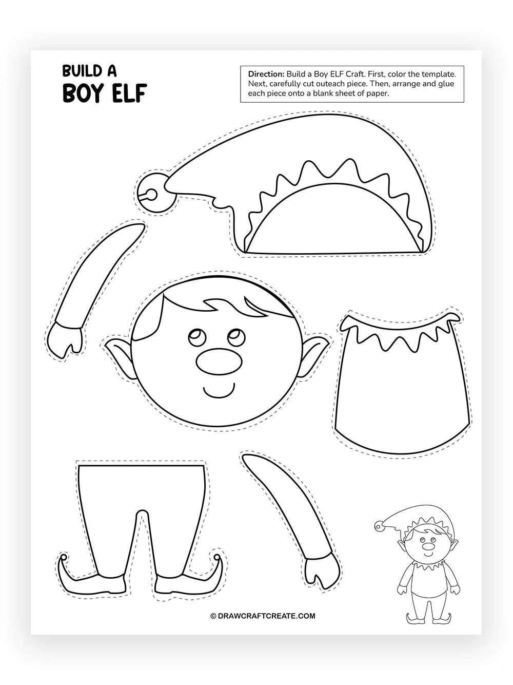 Free Printable Build a ELF Craft - Draw Craft Create