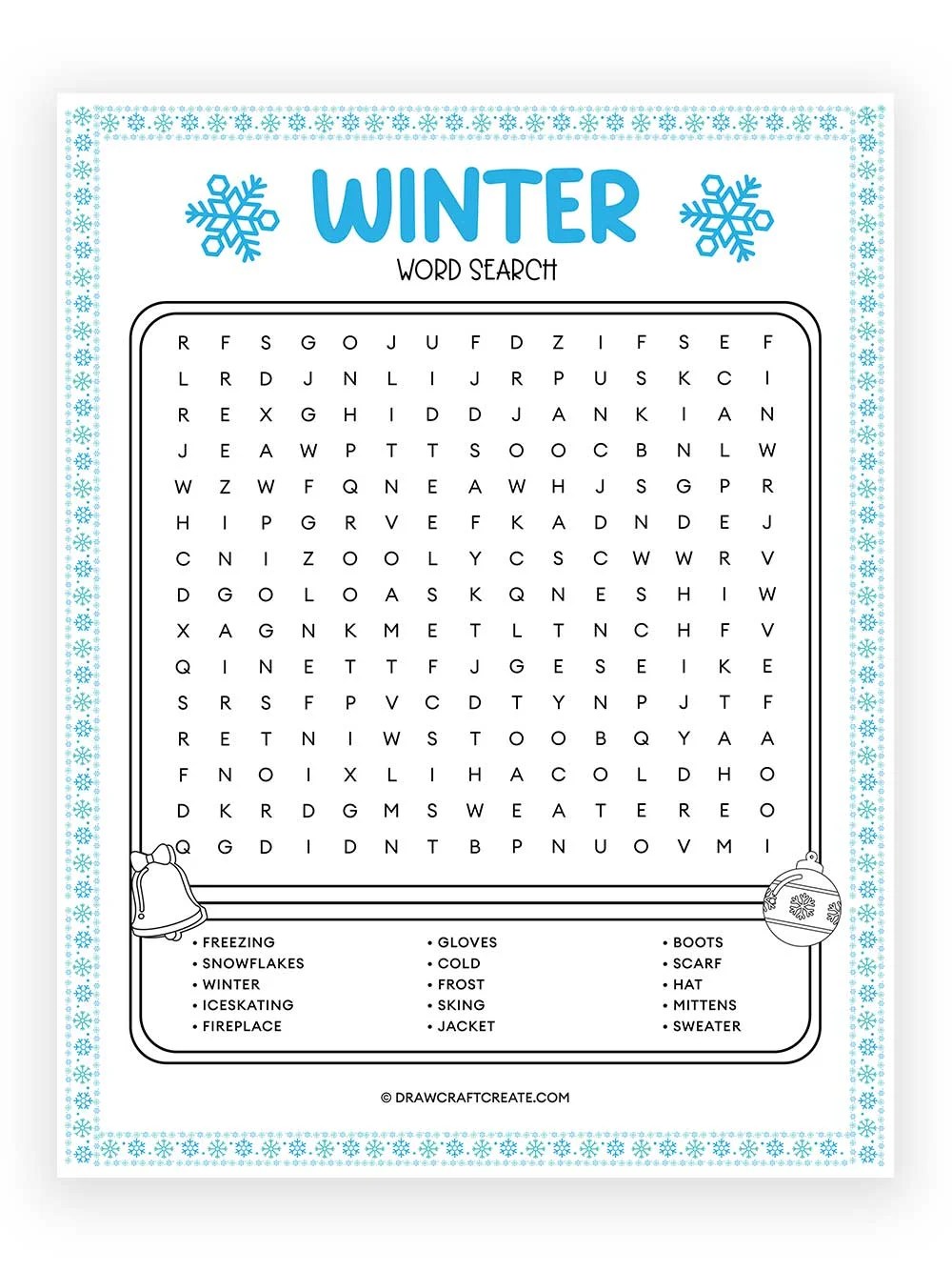Free Printable Winter Word Search - Draw Craft Create