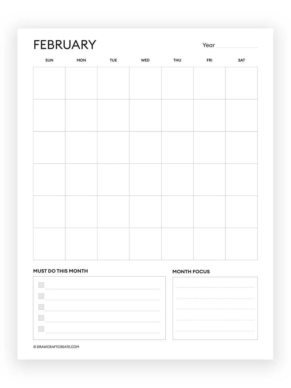 Free Printable Blank Calendars (Vertical, Landscape) Draw Craft Create