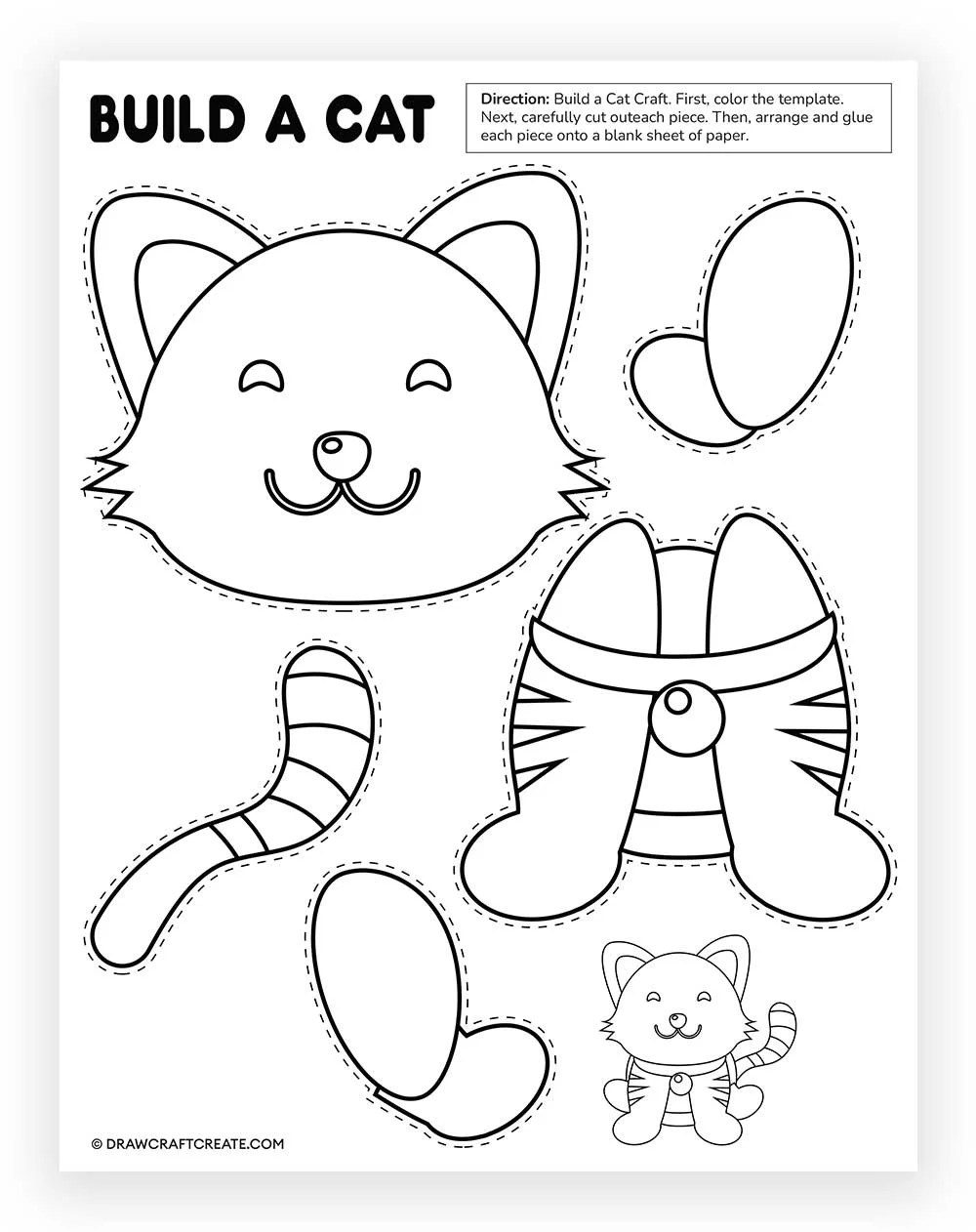 Free Printable Build A Cat Craft - Draw Craft Create