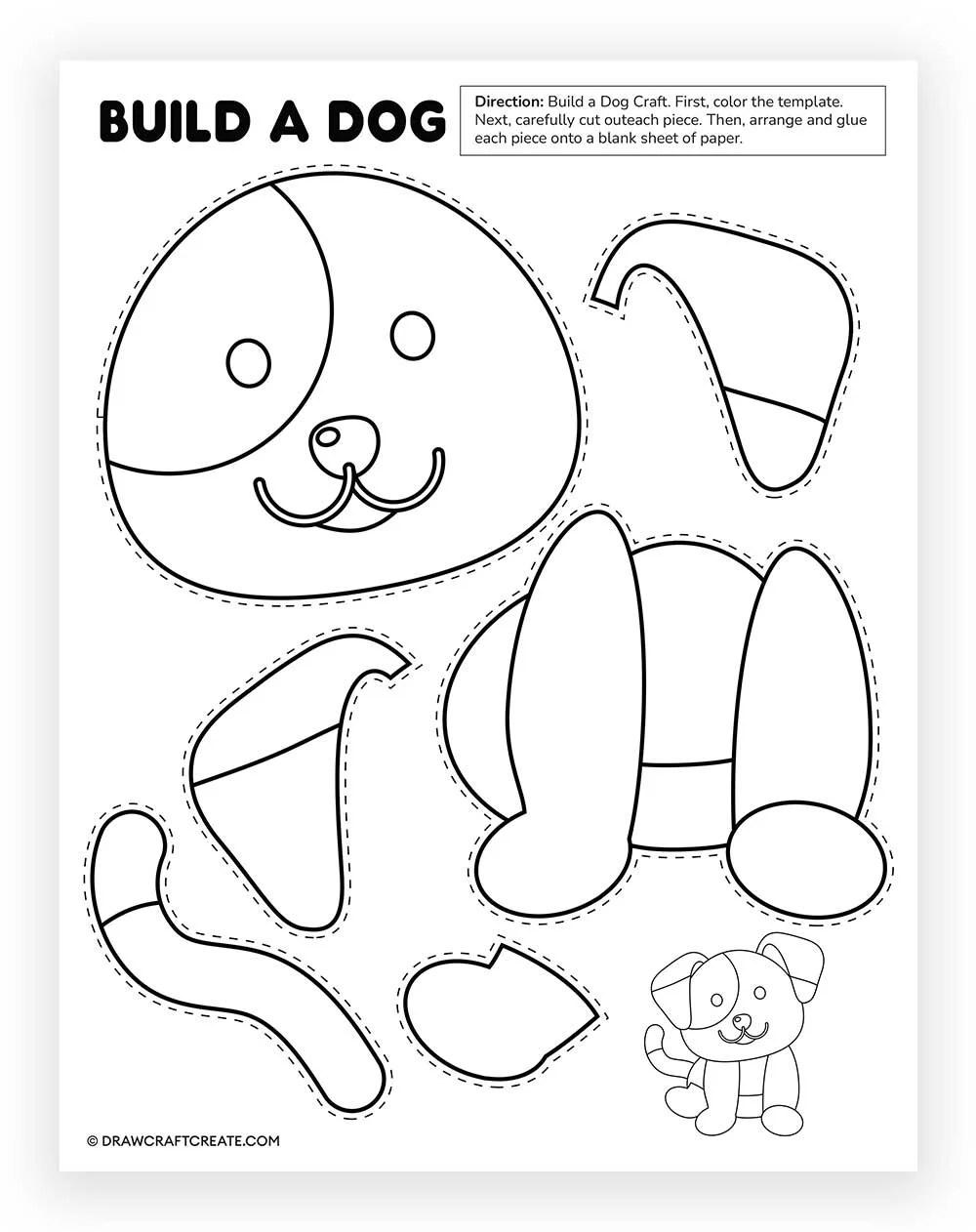 Free Printable Build A Dog Craft - Draw Craft Create