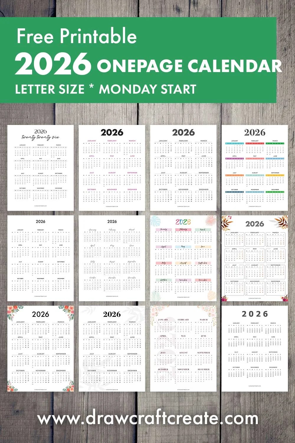 Floral 2026 Calendar Printable Draw Craft Create
