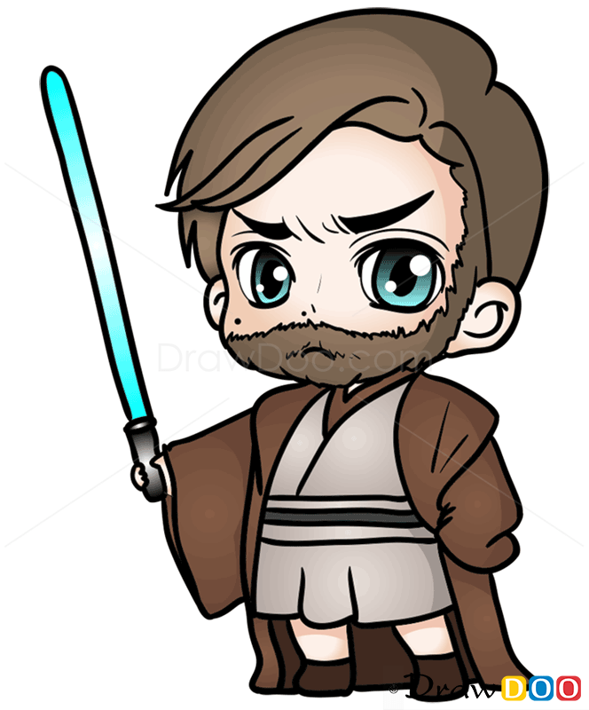 How to Draw ObiWan, Chibi Star Wars
