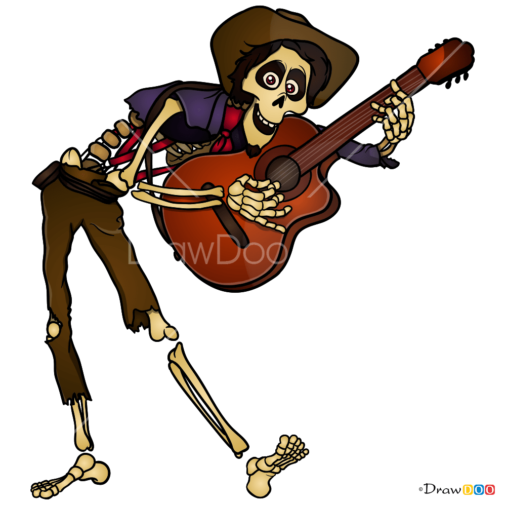 How to Draw Hector and Guitar, Coco