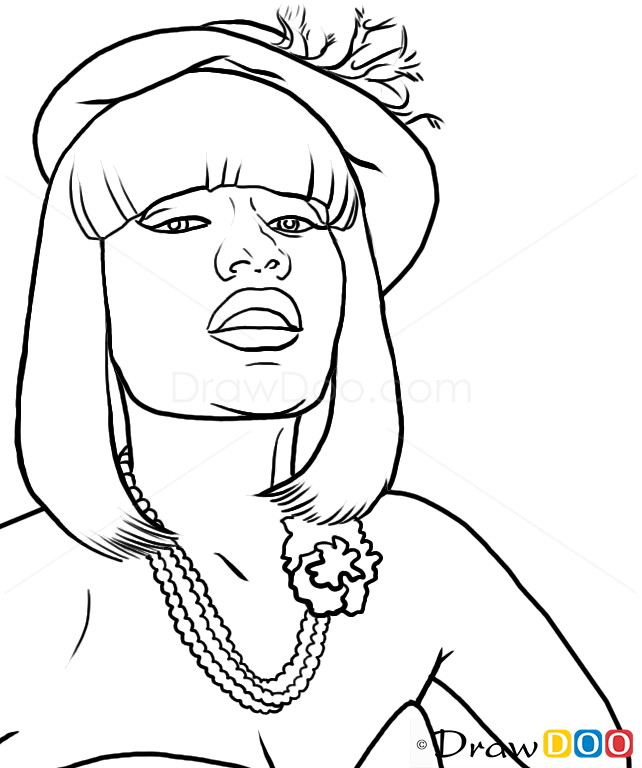 How to Draw Nicki Minaj, Famous Singers How to Draw, Drawing Ideas