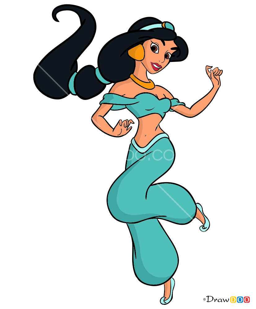 How to Draw Jasmine, Cartoon Princess