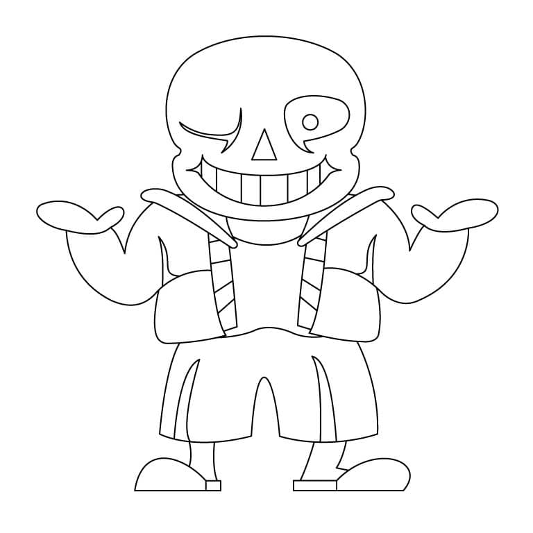 Sans The Skeleton Coloring Page and Tracing Page