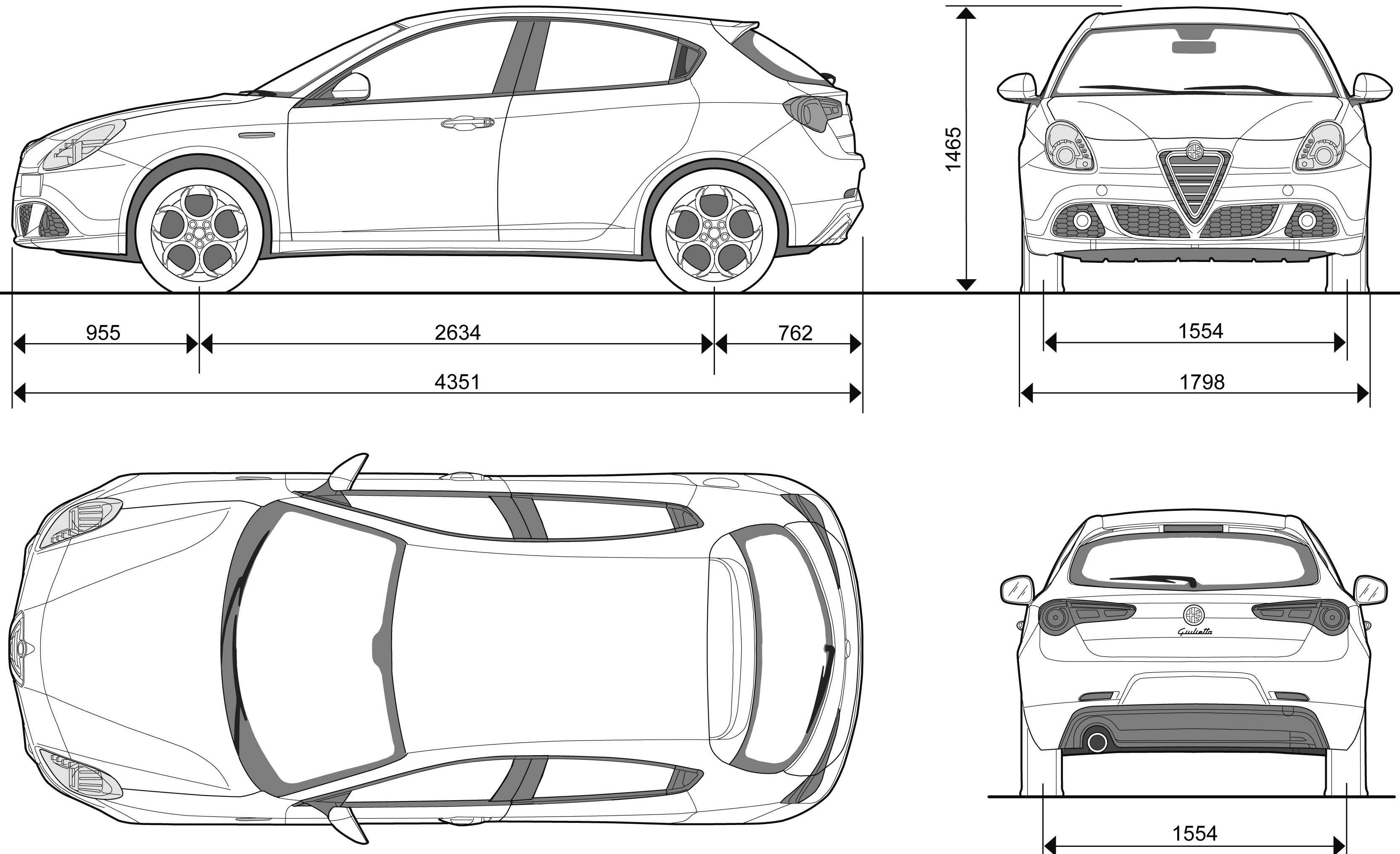 Alfa Romeo Giulietta 2010 Blueprint Download free blueprint for 3D