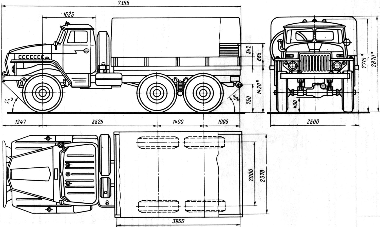 Ural4320 Blueprint Download free blueprint for 3D modeling