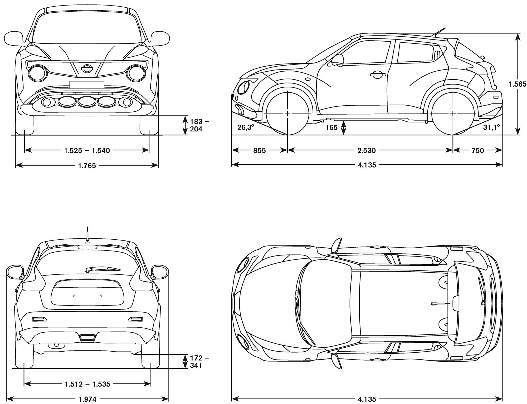 Nissan Juke 2010 Blueprint Download free blueprint for 3D modeling
