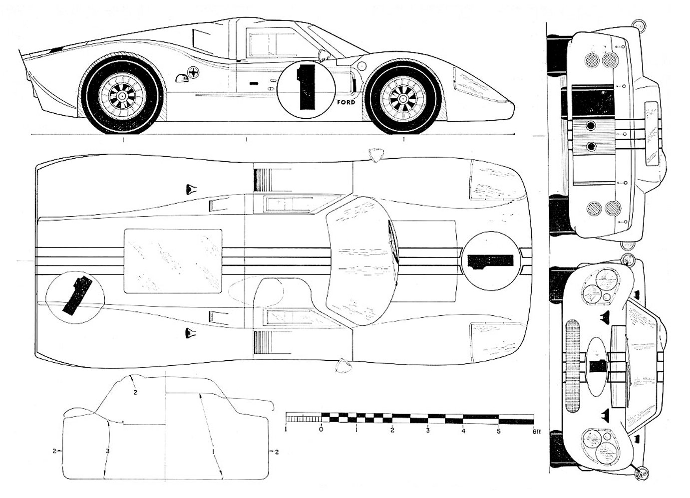 Ford GT40 Mk IV Blueprint Download free blueprint for 3D modeling