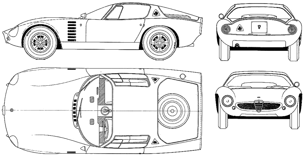 Alfa Romeo Giulia TZ Blueprint Download free blueprint for 3D modeling