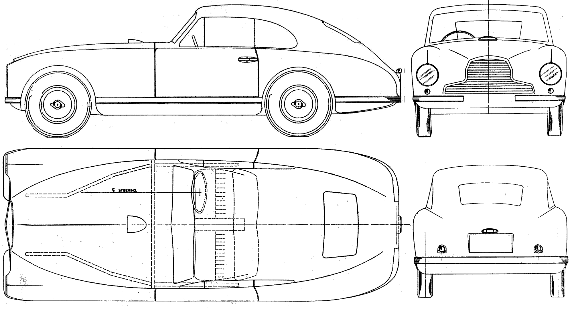 Aston Martin DB2 Blueprint Download free blueprint for 3D modeling