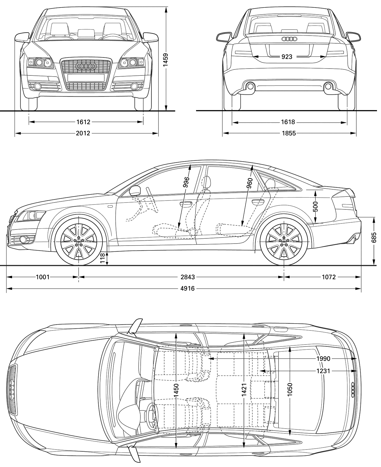 Audi A6 2008 Blueprint Download free blueprint for 3D modeling