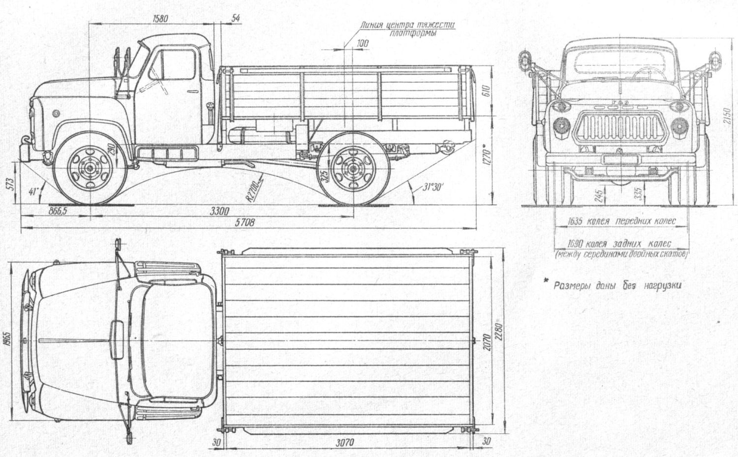 GAZ53 Blueprint Download free blueprint for 3D modeling