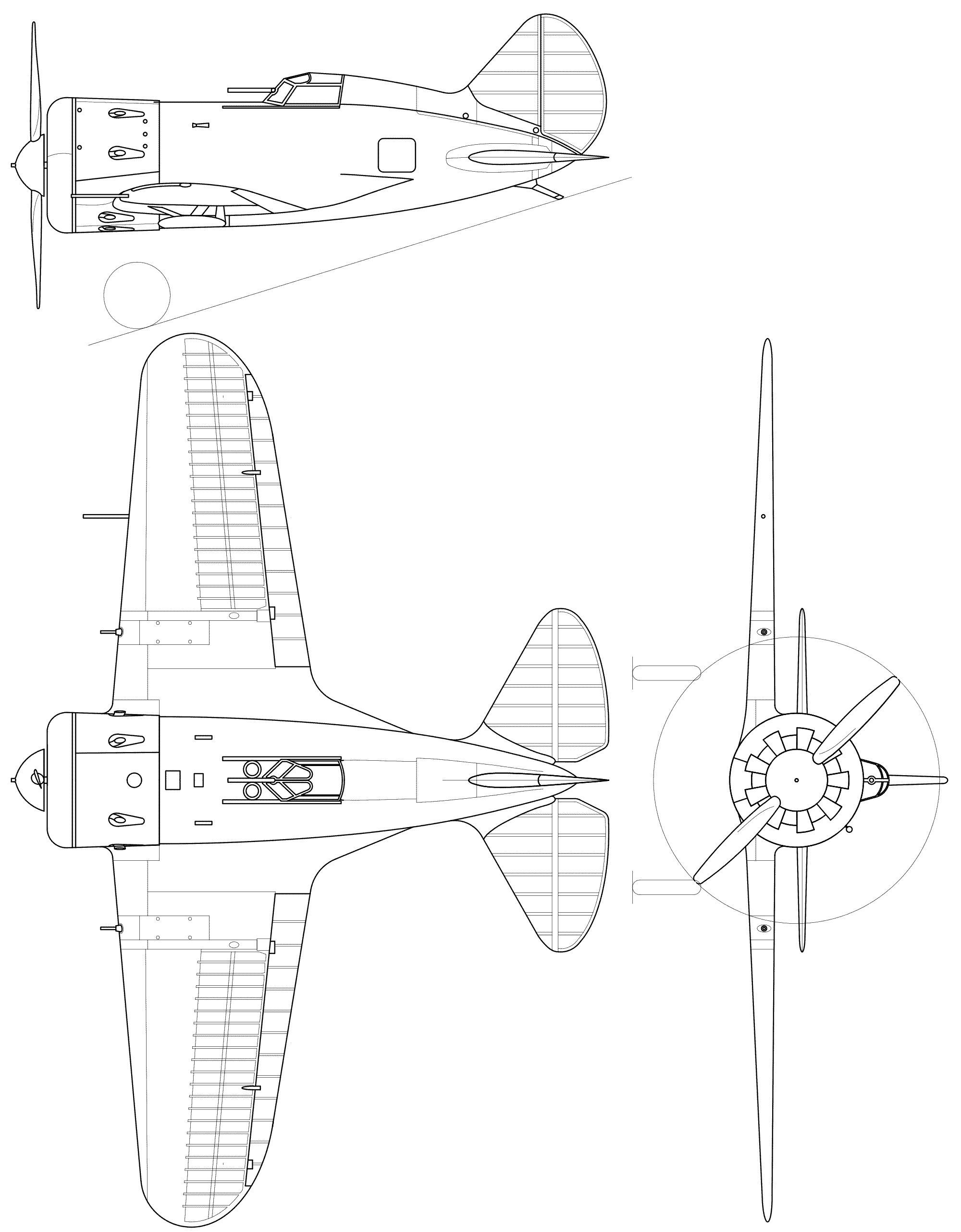 Polikarpov I16 Blueprint Download free blueprint for 3D modeling