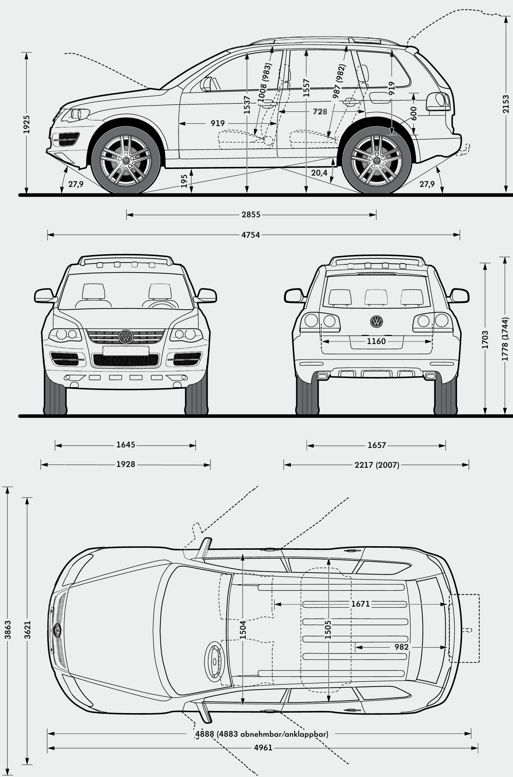 Volkswagen Touareg 2008 Blueprint Download free blueprint for 3D modeling