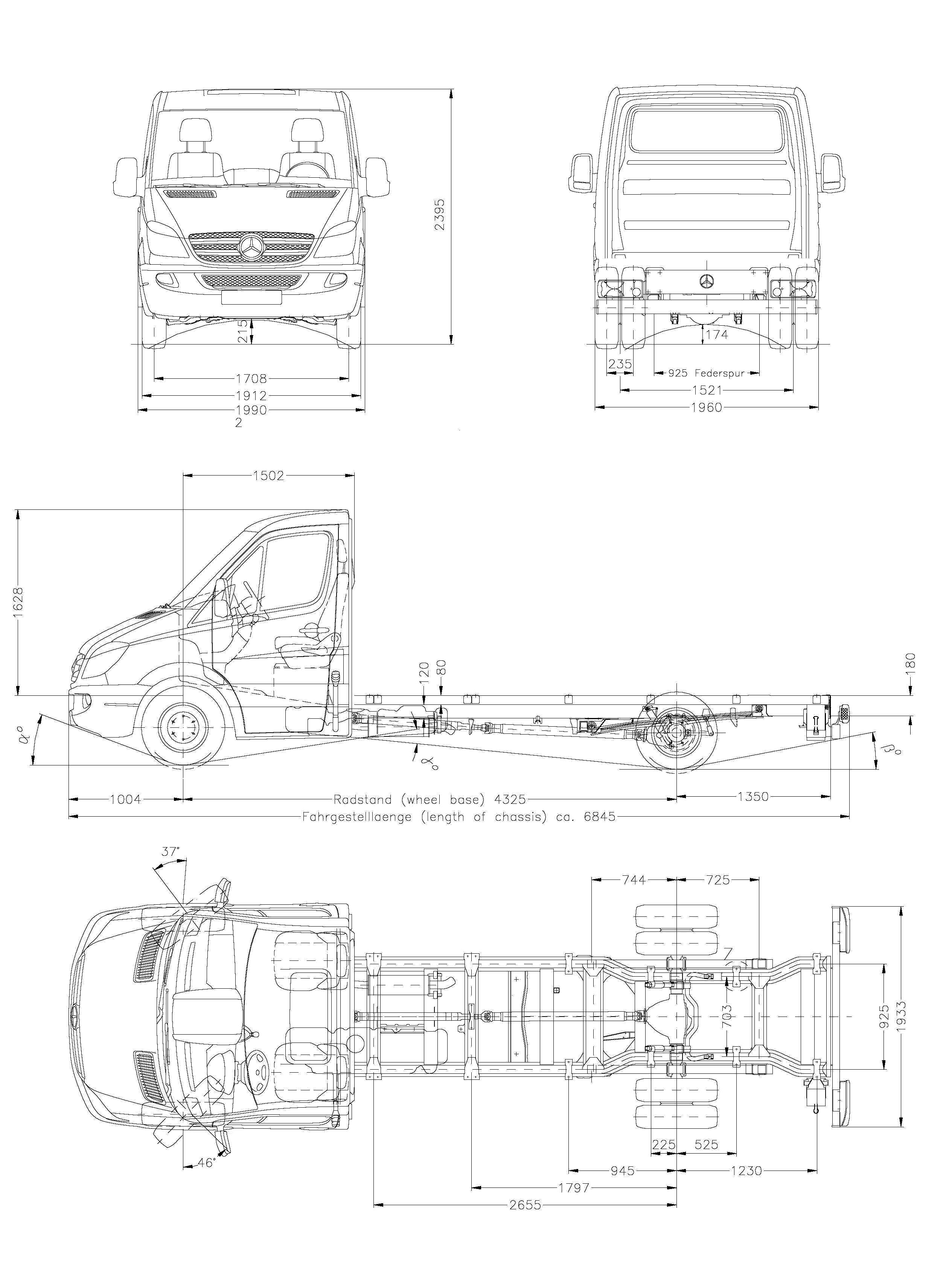 MercedesBenz Sprinter 2006 Blueprint Download free blueprint for 3D modeling
