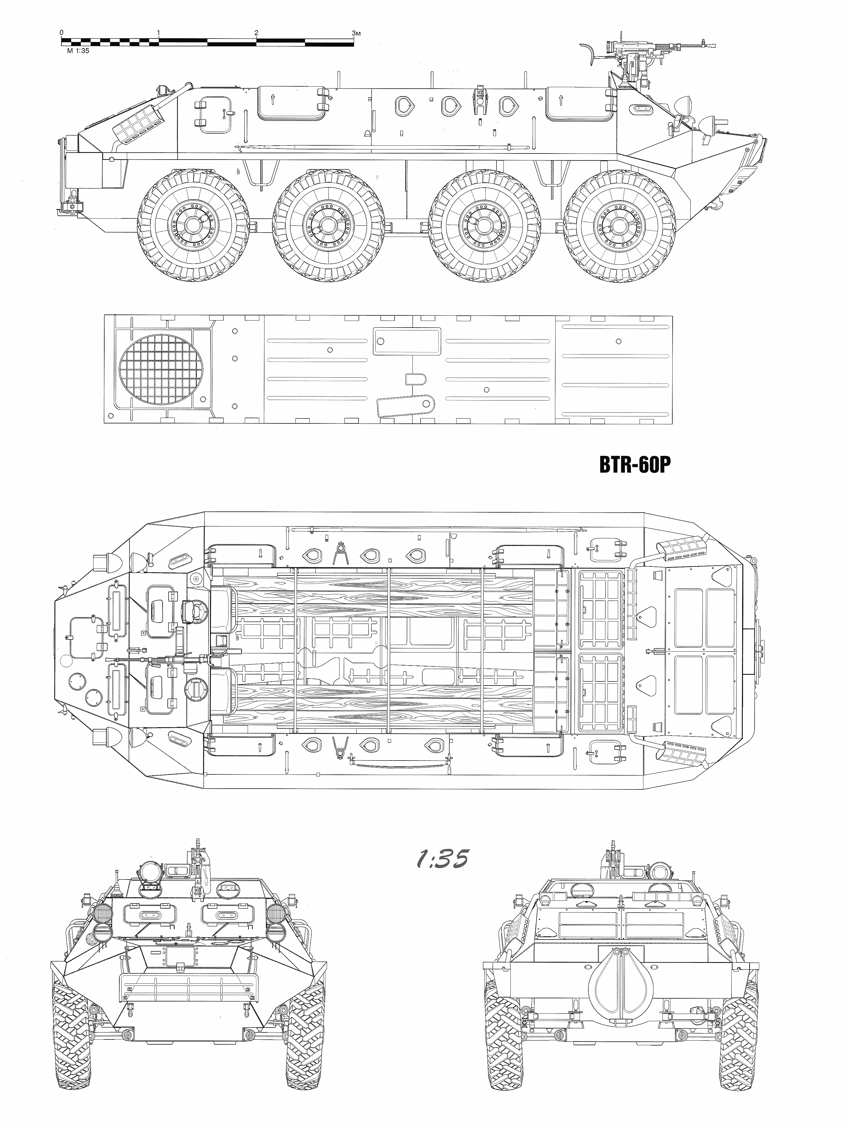 BTR-60 Blueprint - Download free blueprint for 3D modeling