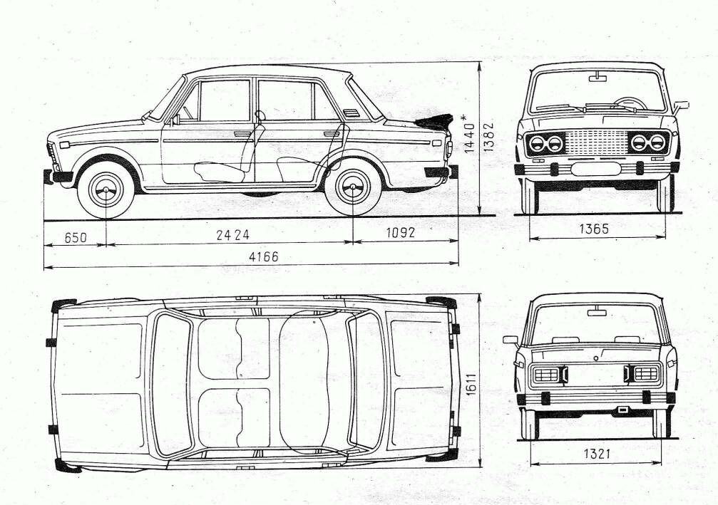 VAZ2106 Blueprint Download free blueprint for 3D modeling