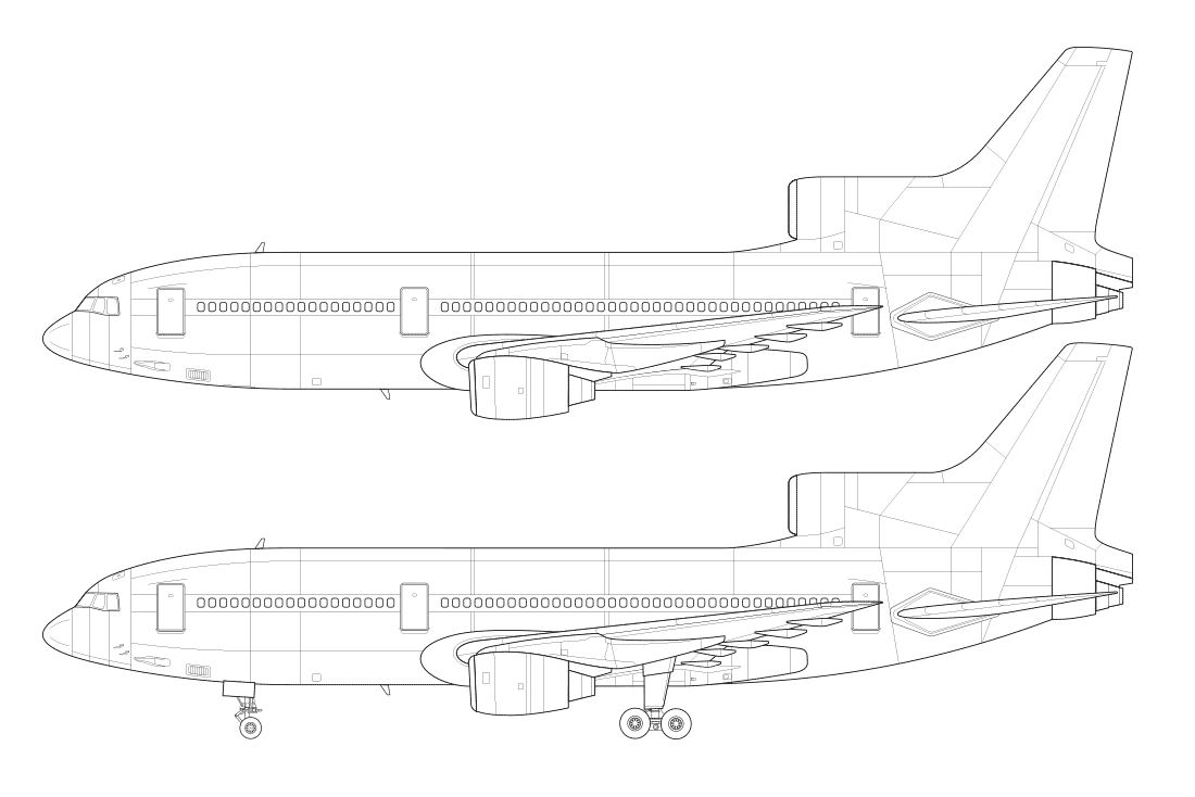 Lockheed L1011 TriStar Blueprint Download free blueprint for 3D modeling