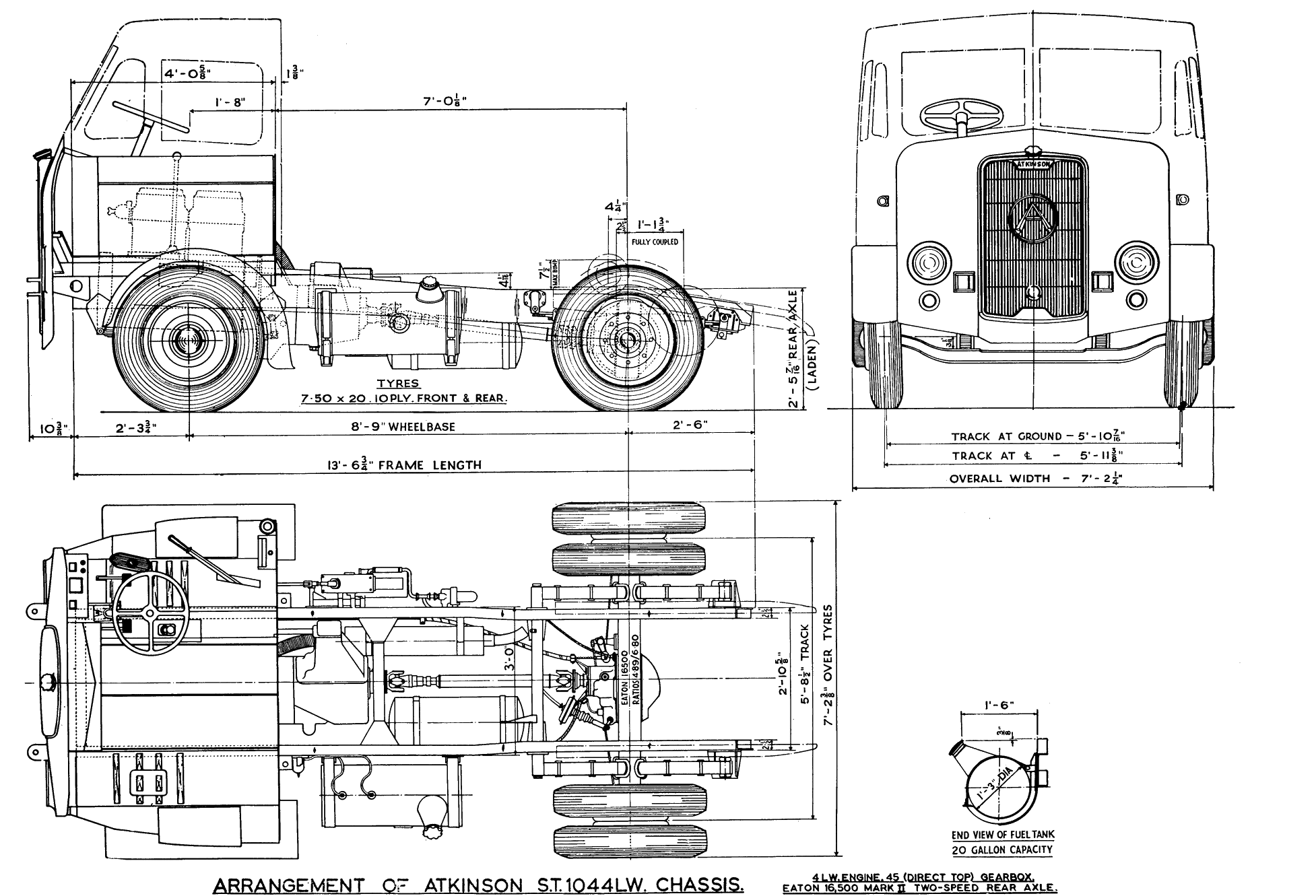 Atkinson ST1044LW tractor truck 1954 Blueprint Download free