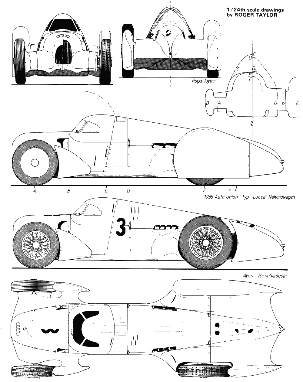 Auto Union Rekordwagen Blueprint Download free blueprint for 3D modeling