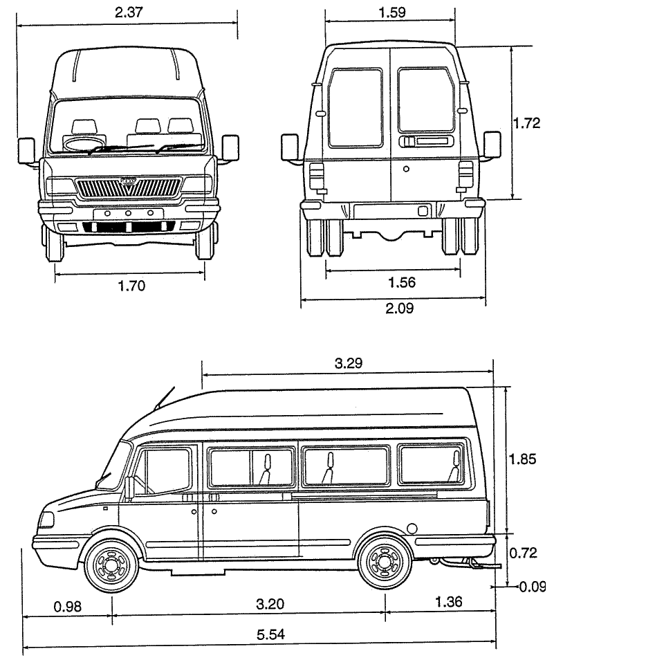 LDV Convoy minibus Blueprint Download free blueprint for 3D modeling