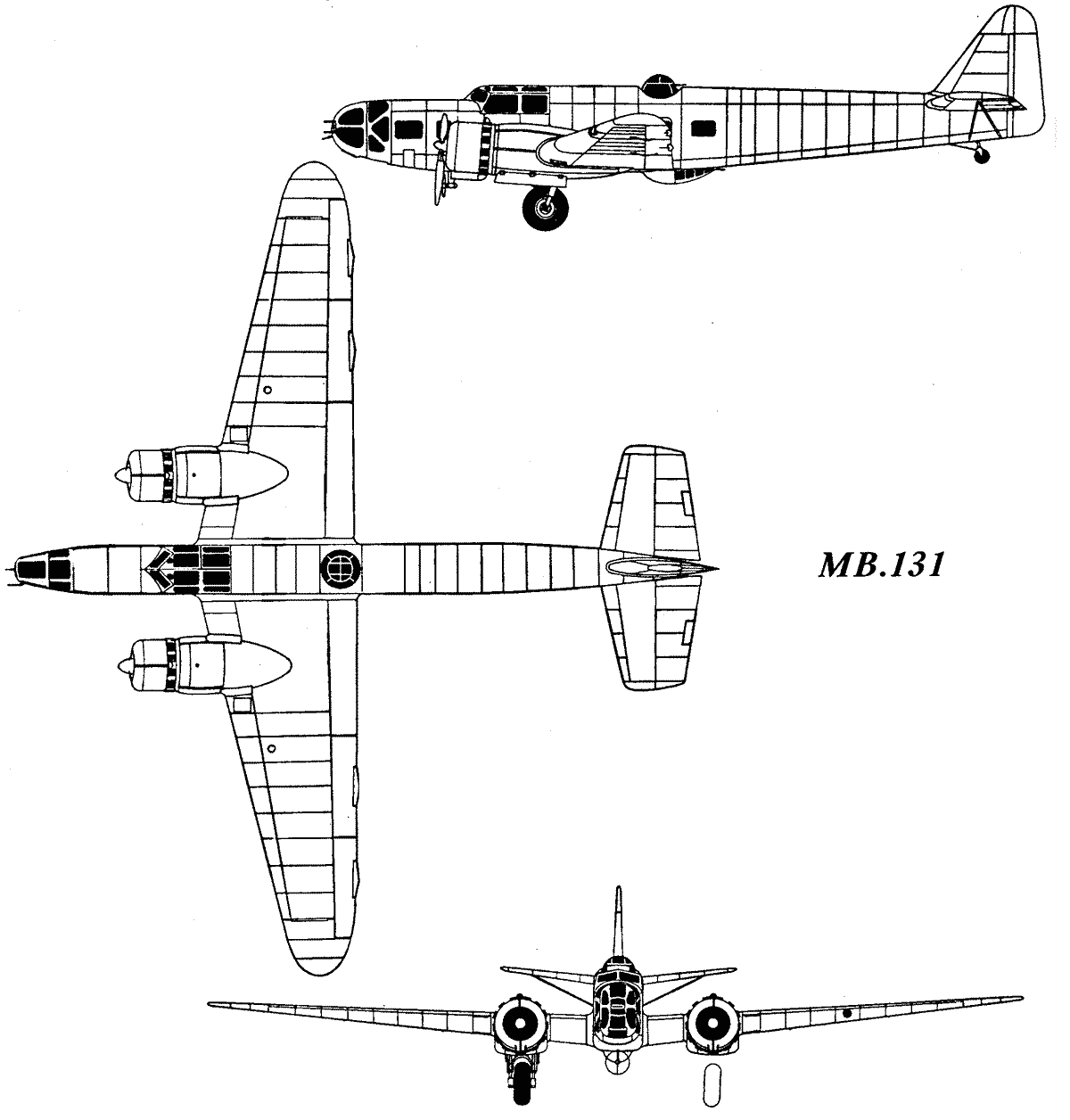 Bloch MB.131 Blueprint Download free blueprint for 3D modeling