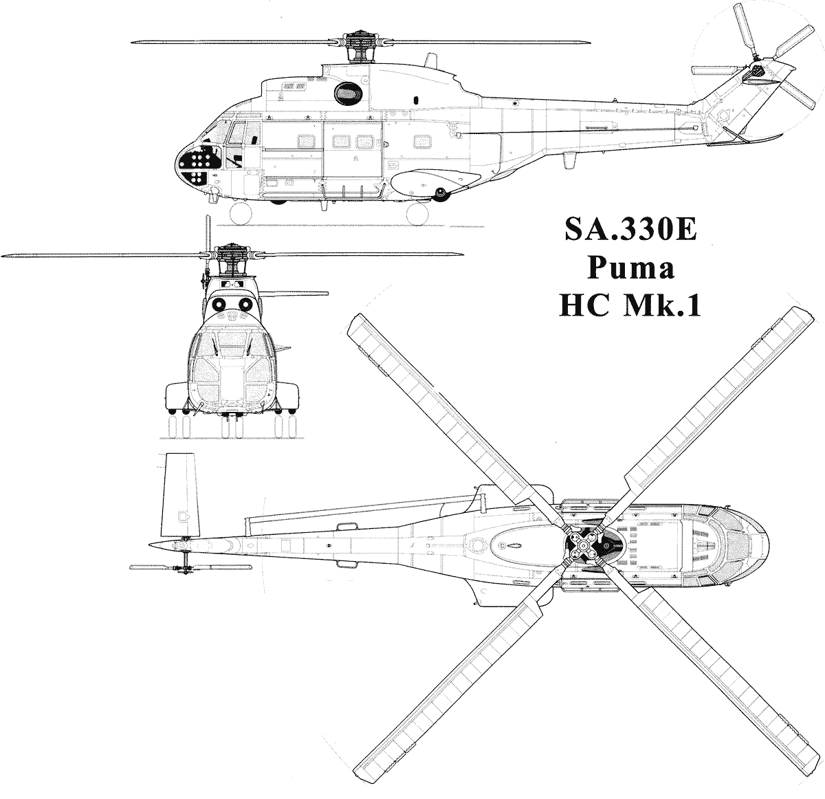 Aérospatiale SA 330 Puma Blueprint Download free blueprint for 3D