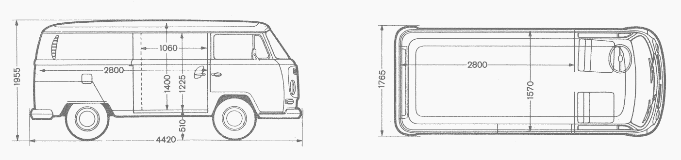 Volkswagen Transporter T2 Blueprint Download free blueprint for 3D