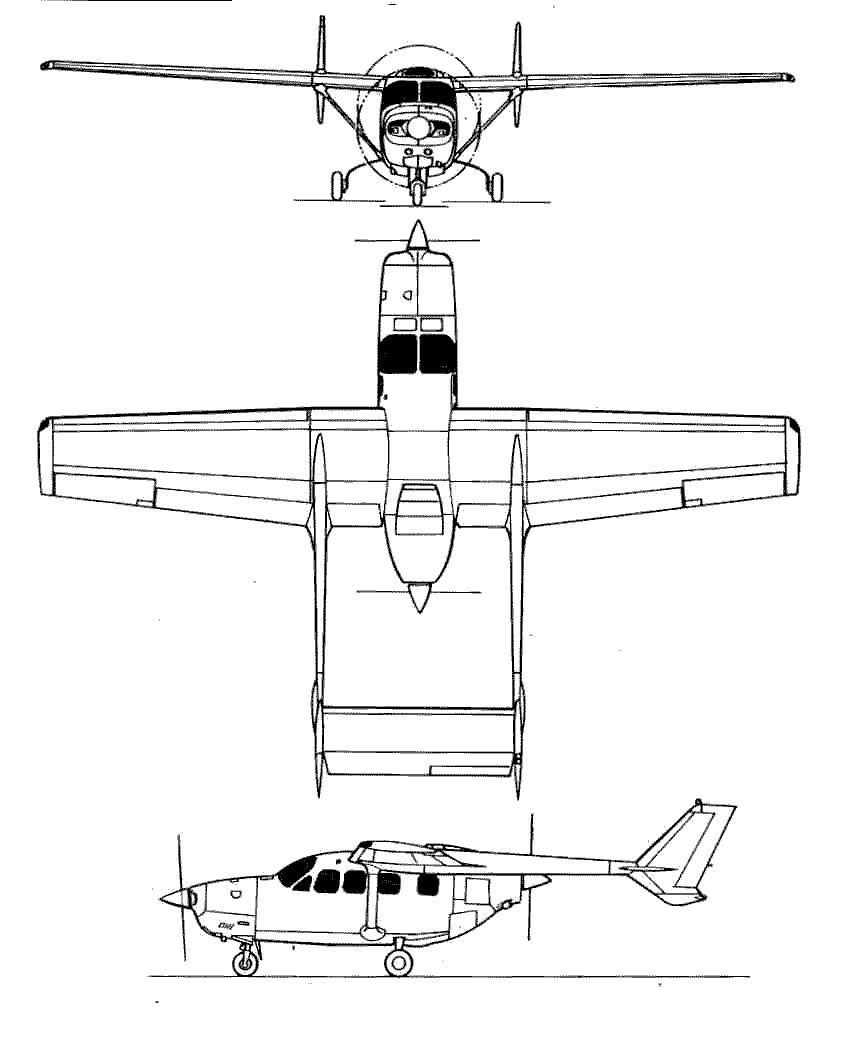 Cessna Skymaster Blueprint Download free blueprint for 3D modeling