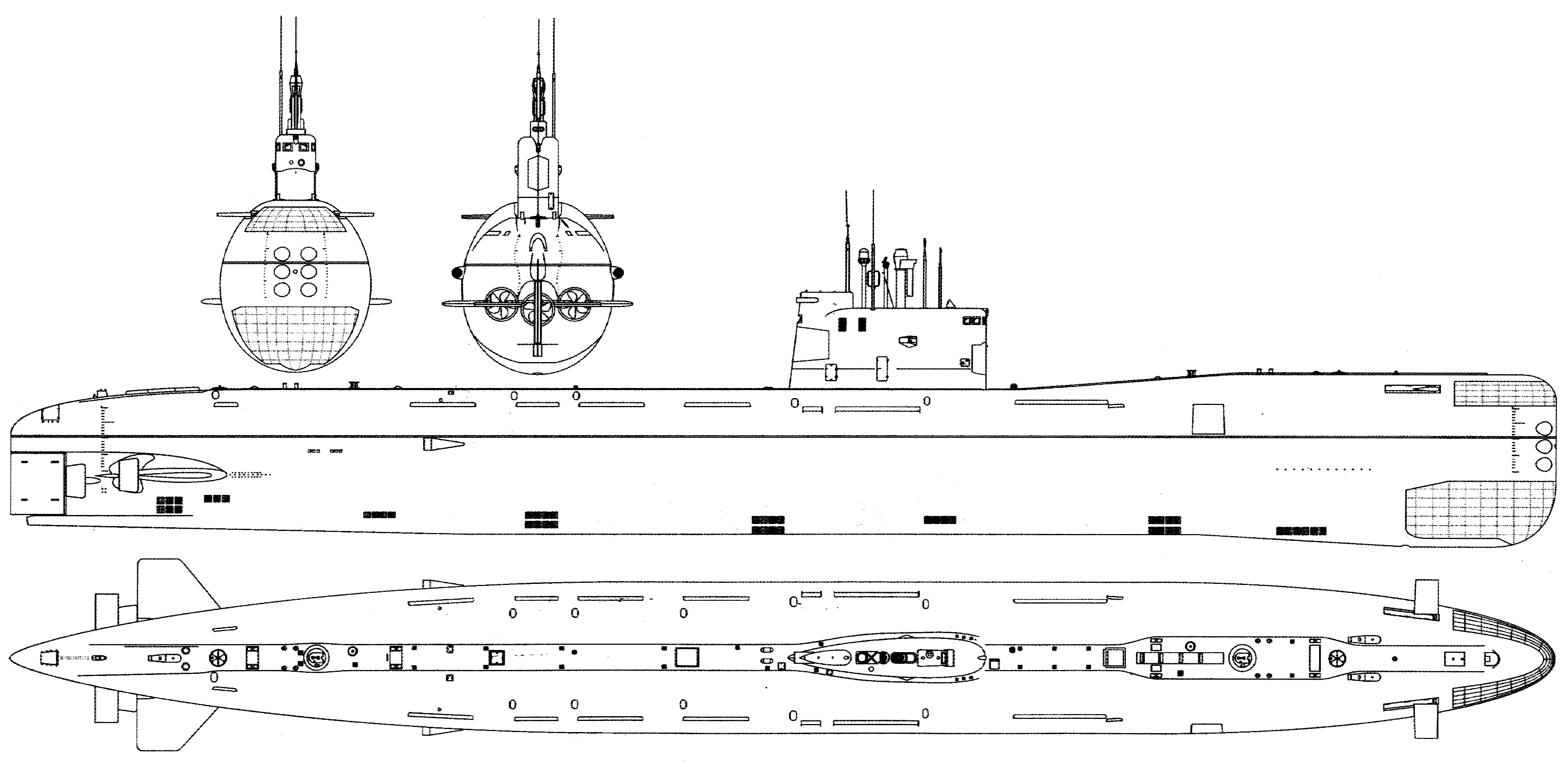 Tangoclass submarine Blueprint Download free blueprint for 3D modeling