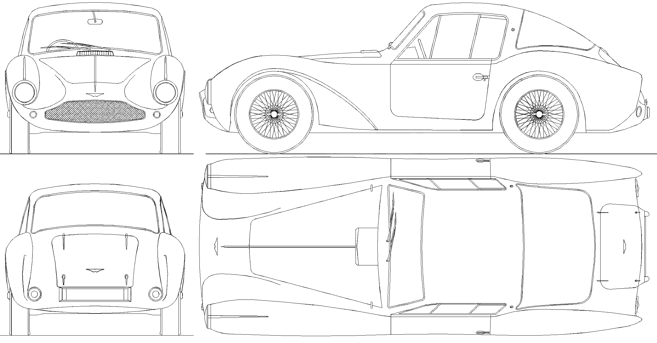 Aston Martin DB3S Blueprint Download free blueprint for 3D modeling