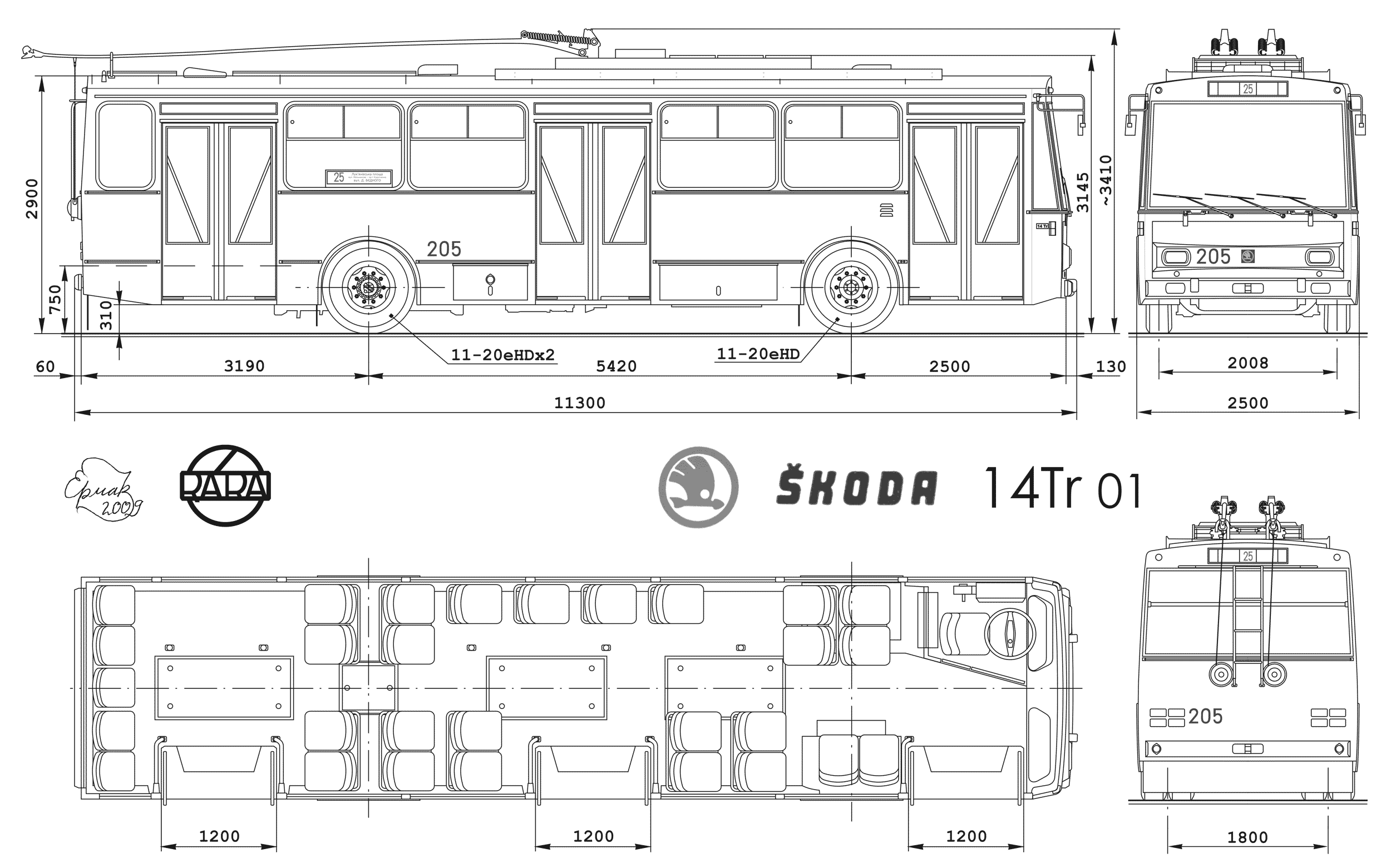 Škoda 14Tr Blueprint Download free blueprint for 3D modeling
