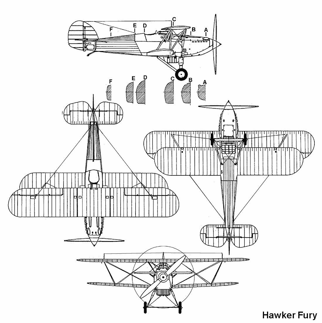 Hawker Fury Blueprint Download free blueprint for 3D modeling