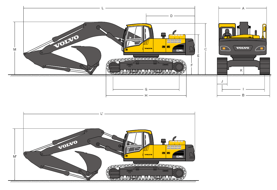 Volvo EC180C Crawler Excavator Blueprint Download free blueprint for