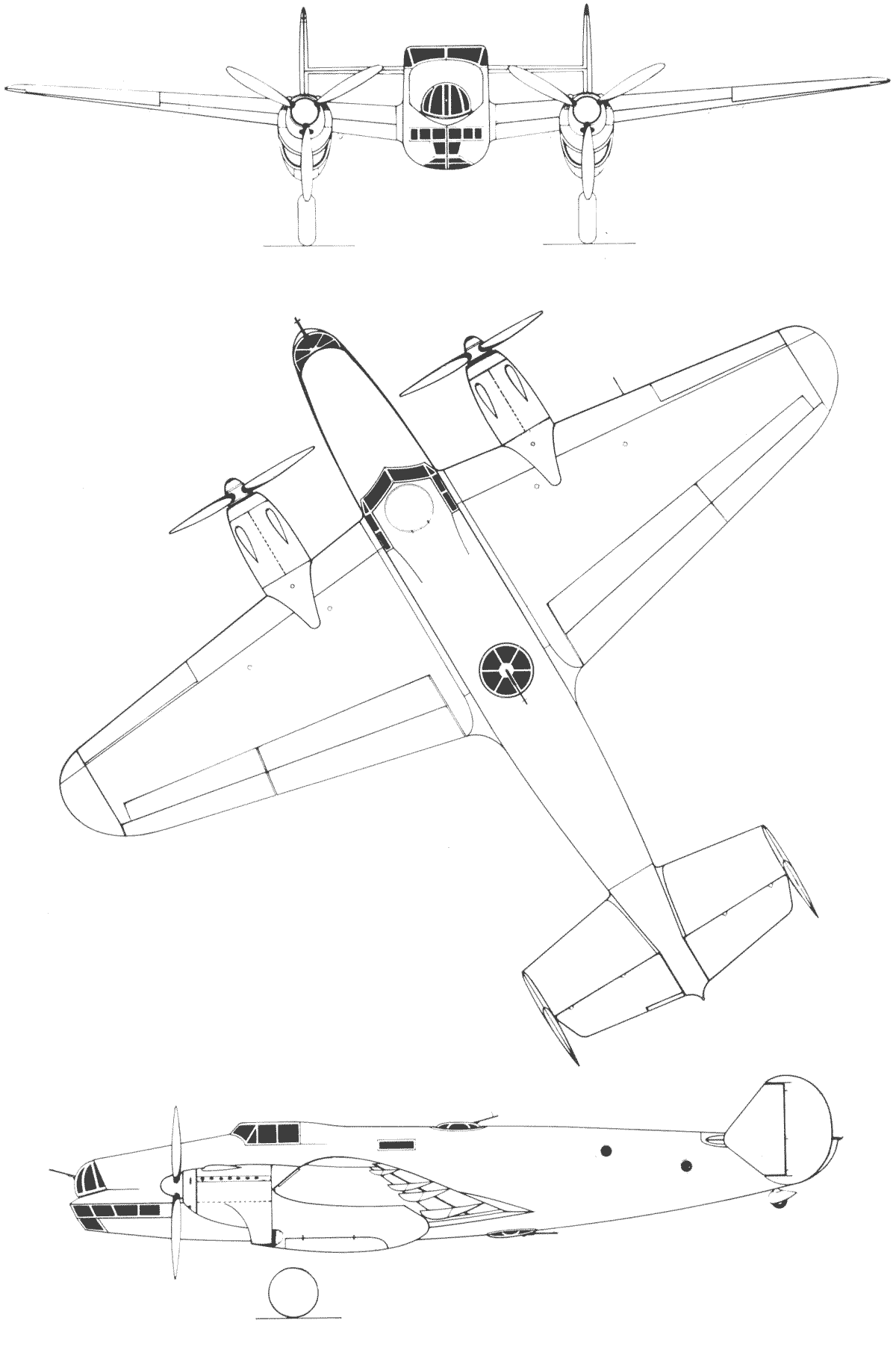 Piaggio P.32 Blueprint - Download free blueprint for 3D modeling