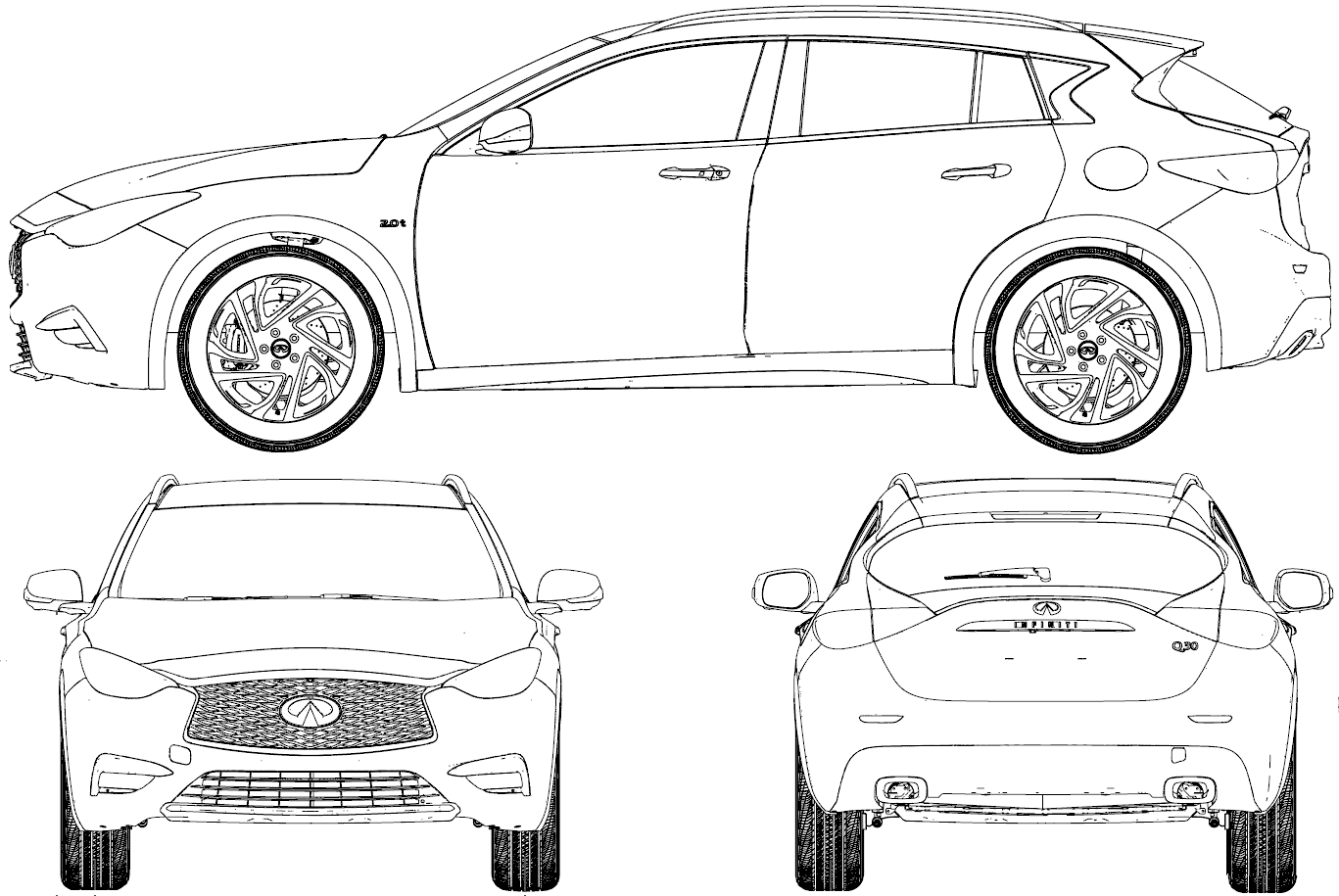 Infiniti Q30 2016 Blueprint Download free blueprint for 3D modeling