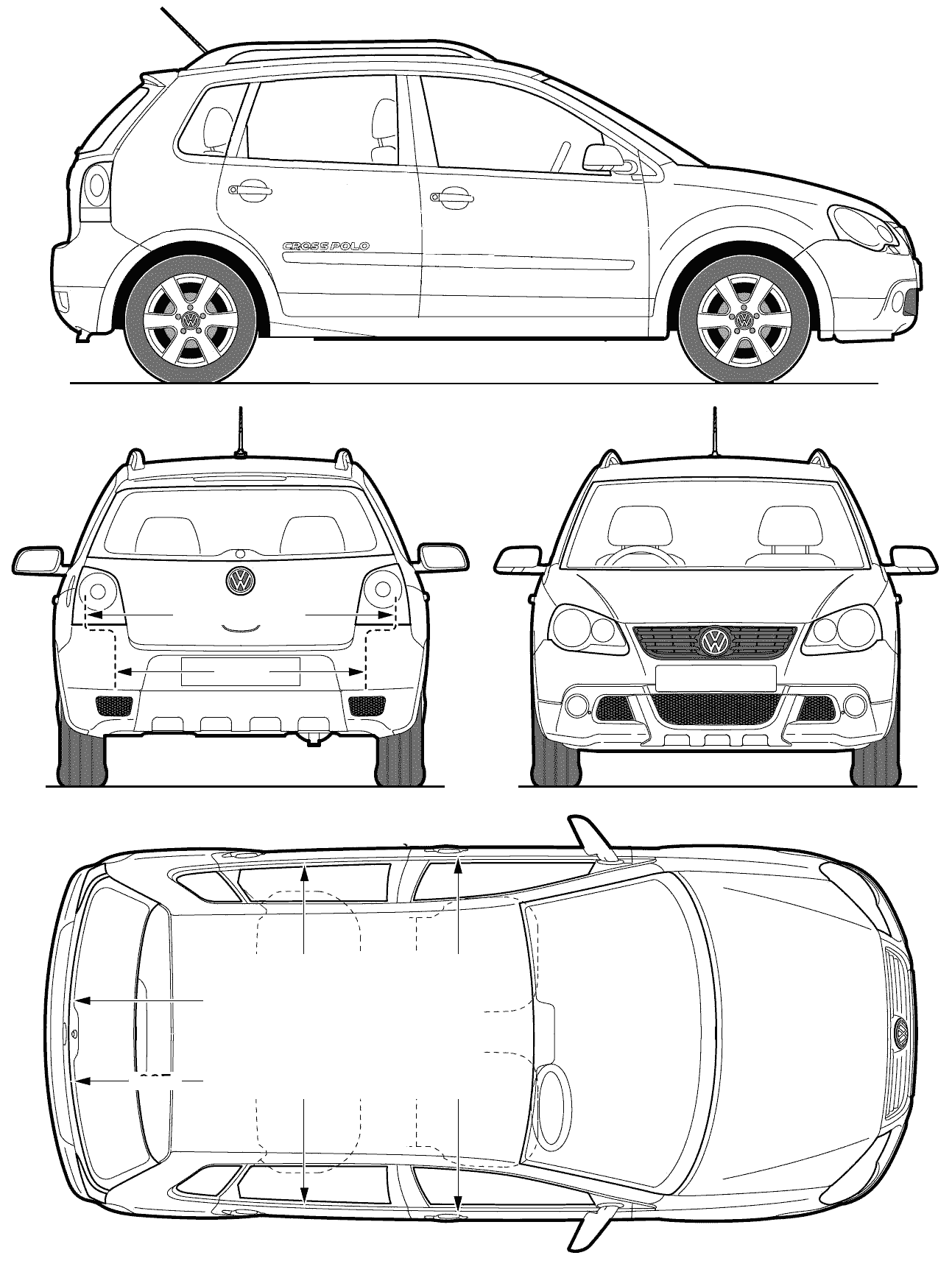 Volkswagen Cross Polo 2008 Blueprint Download free blueprint for 3D