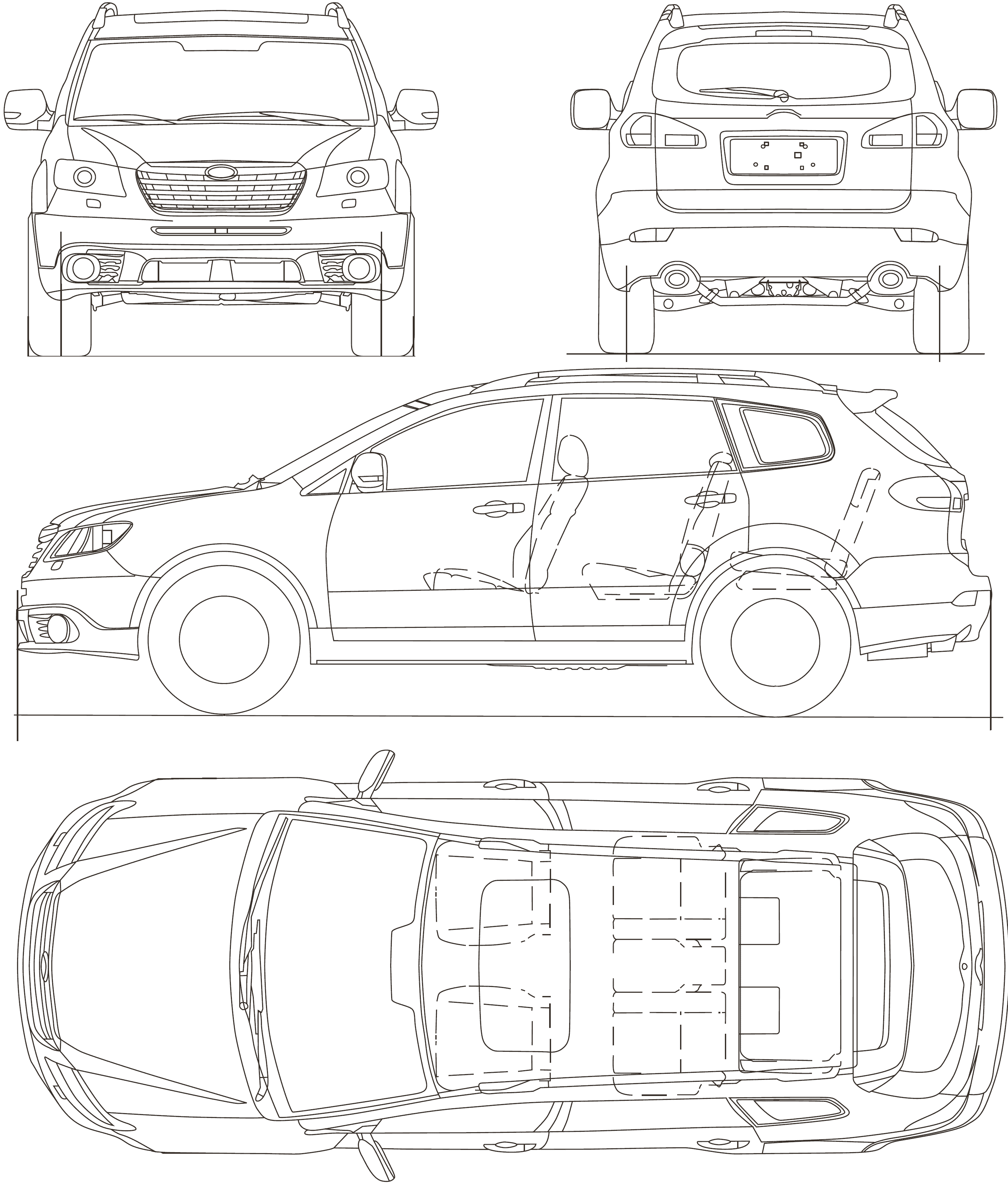 Subaru Tribeca 2009 Blueprint Download free blueprint for 3D modeling