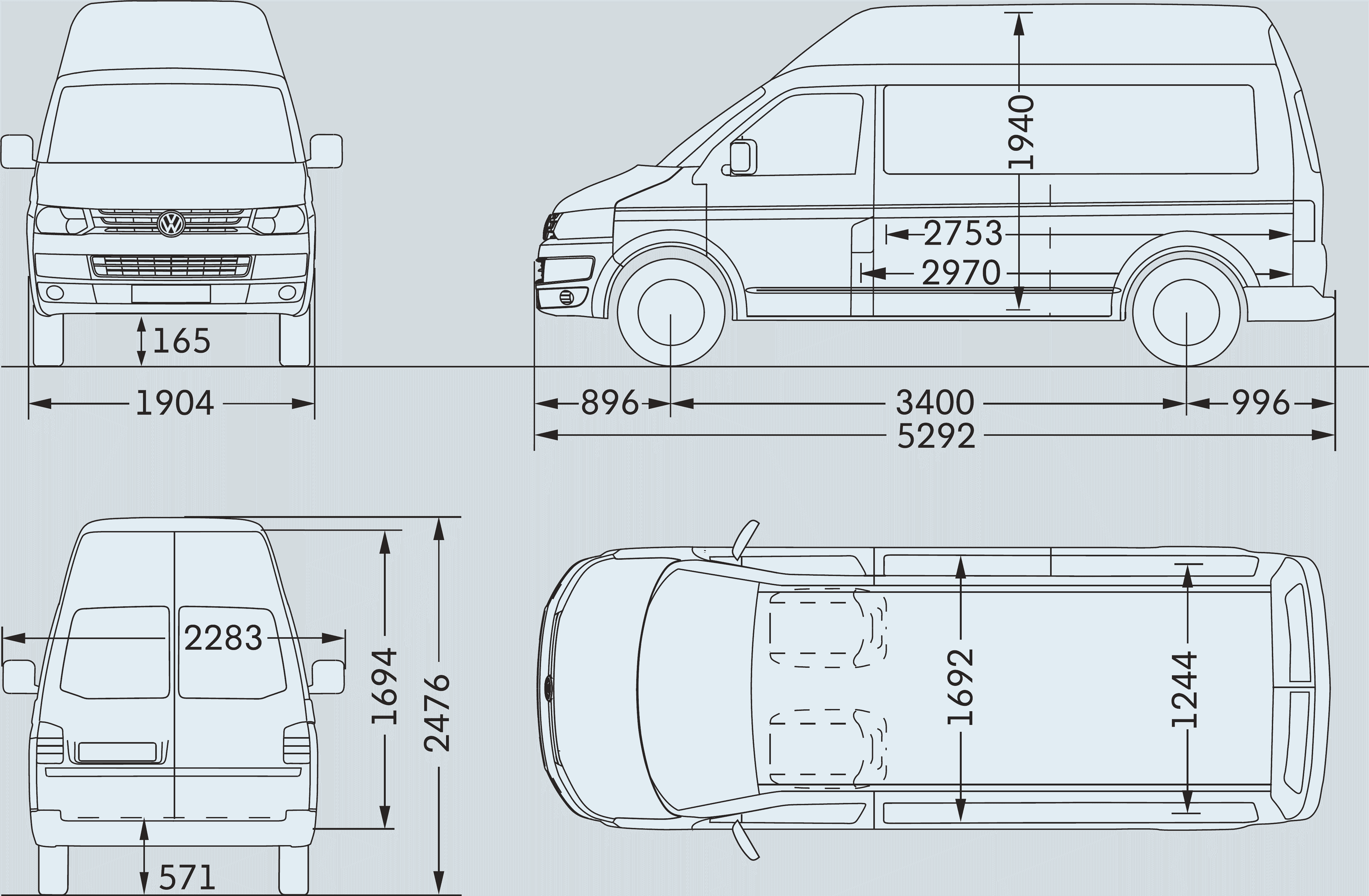 Vw Transporter T5 Dimensions