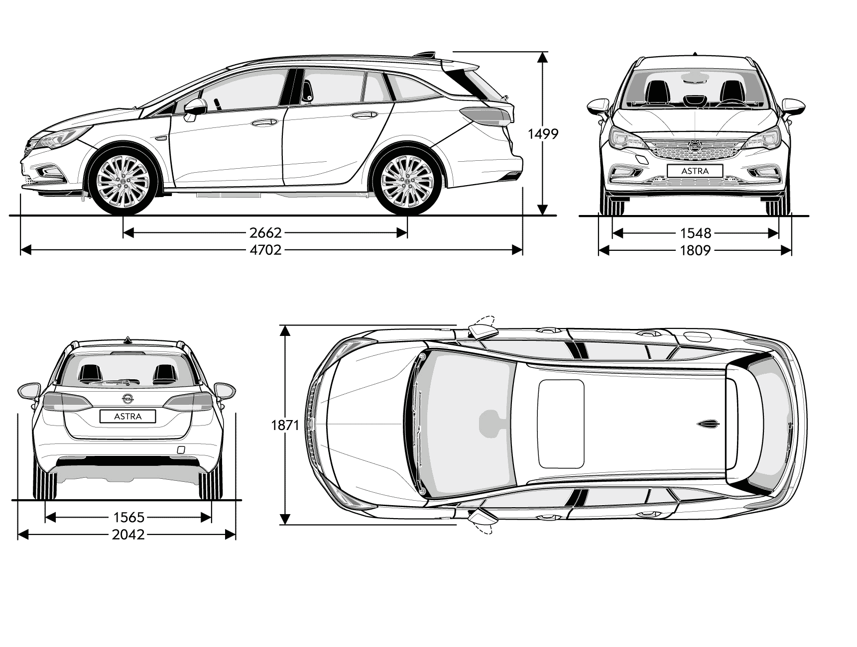 Схема размеры опель астра фото