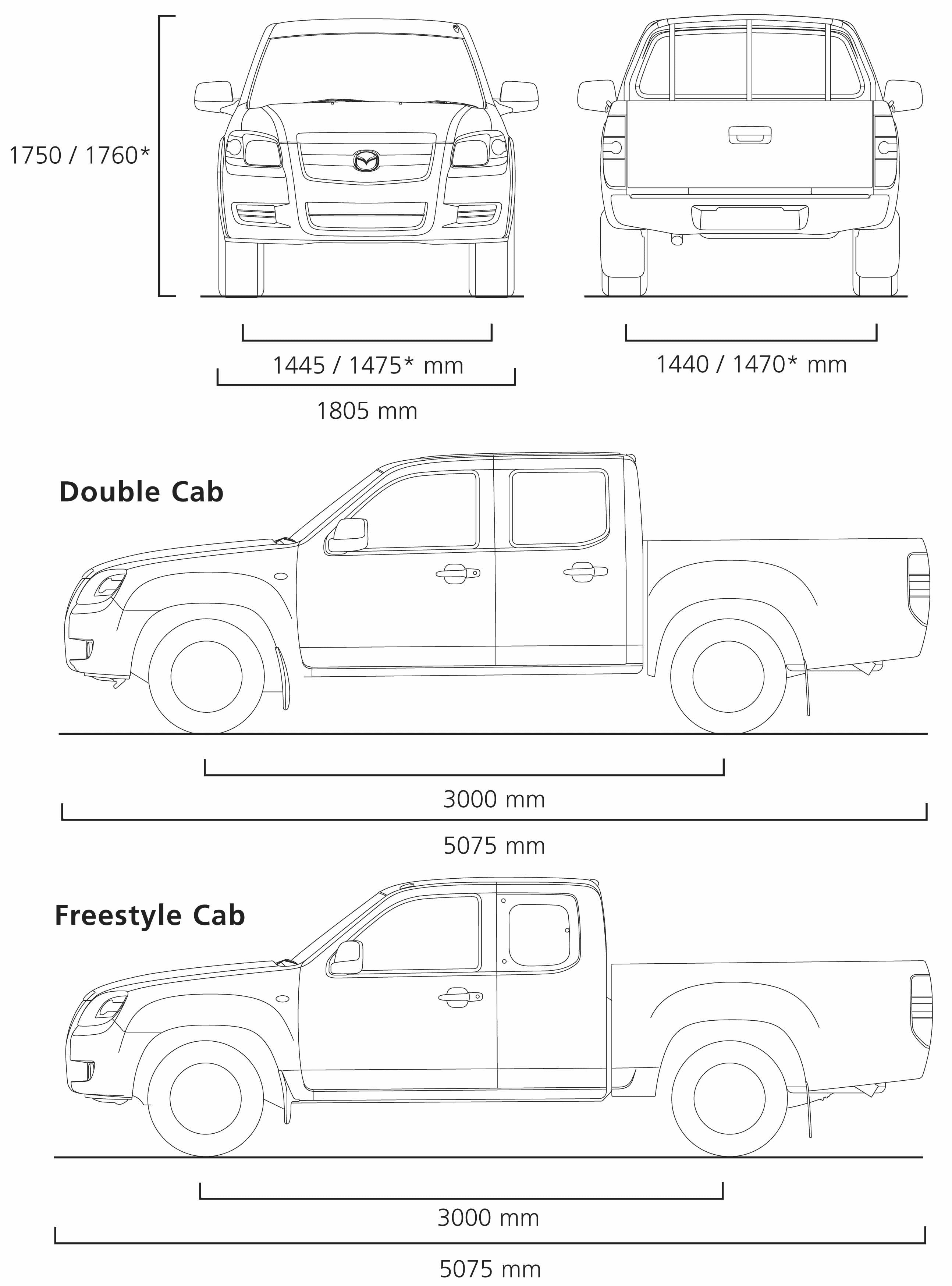 Mazda BT50 2007 Blueprint Download free blueprint for 3D modeling