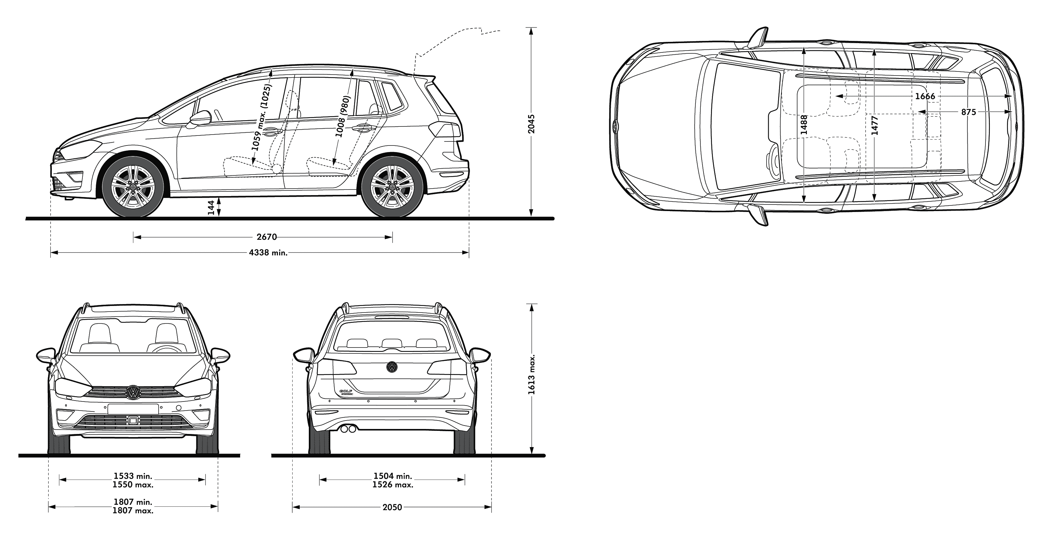 Volkswagen Golf Sportsvan 2018 Blueprint Download free blueprint for